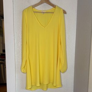 Rubber Ducky Yellow Vintage swim coverup mini dress split long sleeves
